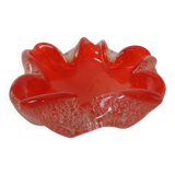 Red & Silver Murano Glass Ashtray by Barovier & Toso, Italy, 1960s