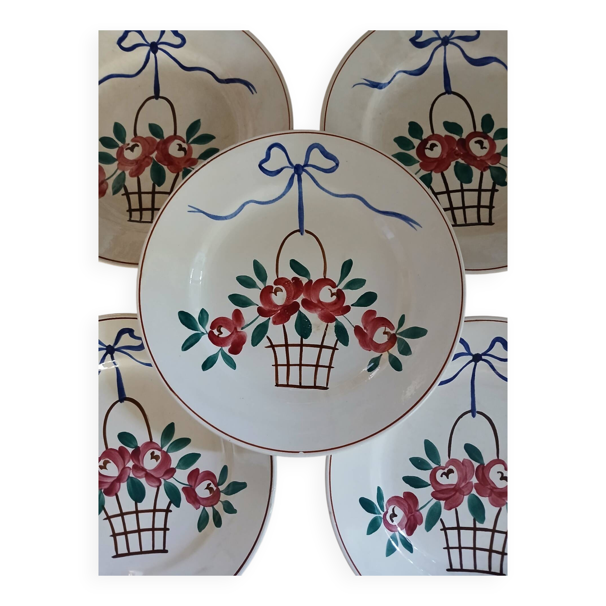 5 antique Longchamp dinner plates