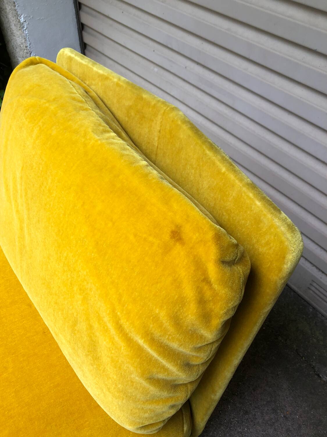 Vintage 80s yellow velvet armchair