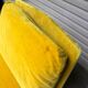 Vintage 80s yellow velvet armchair