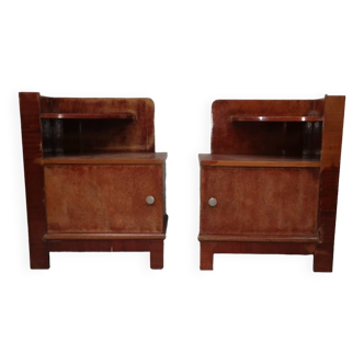 pair of rosewood bedside tables and amboyna burl art deco modernist cubic 1930