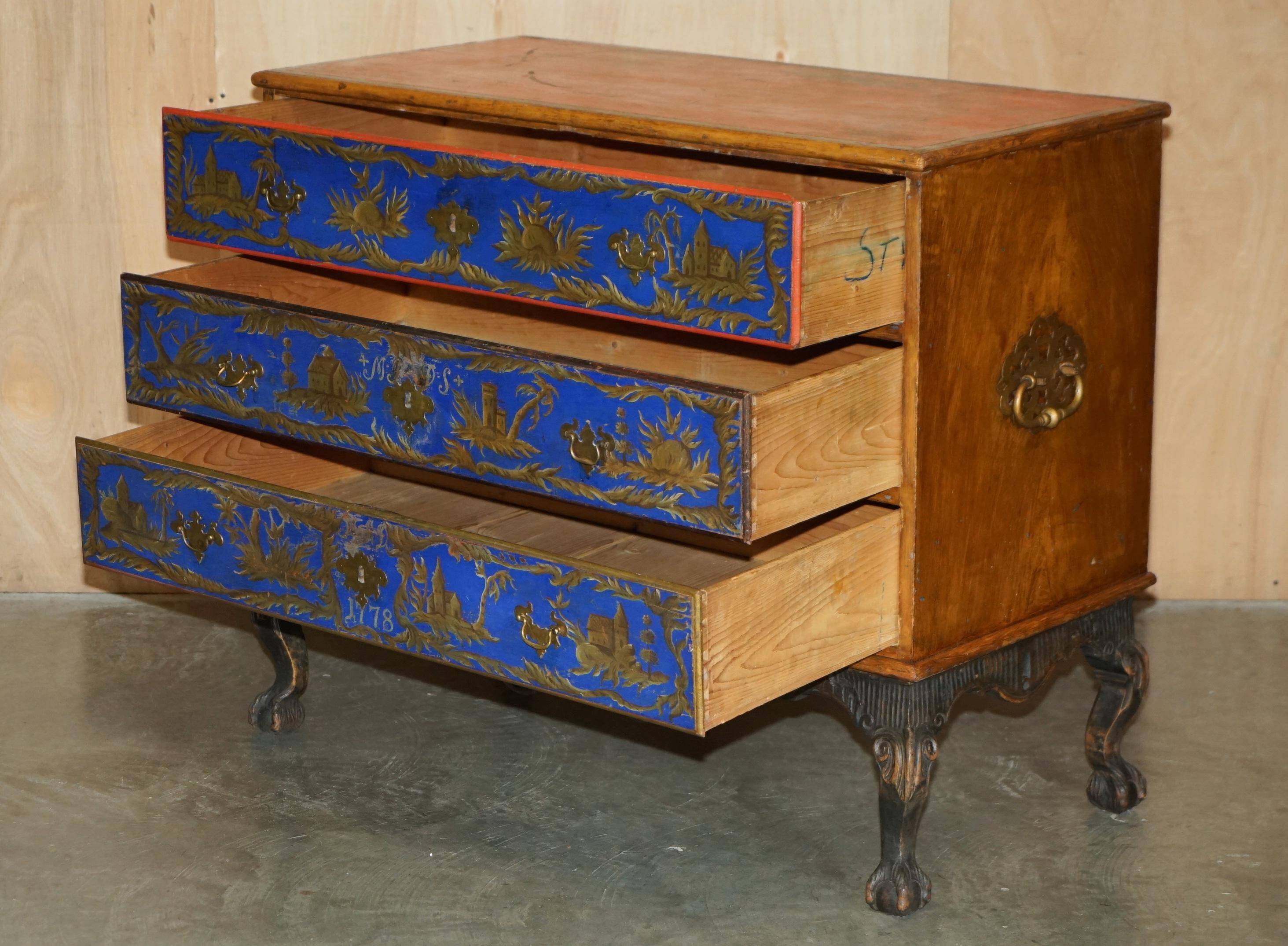 Commode campagne polychrome 1778 en bois style George III