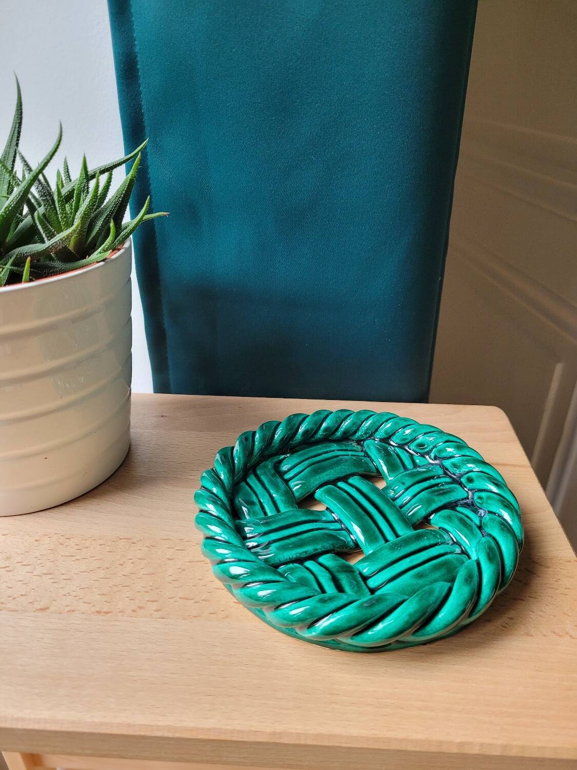 Vallauris glazed porcelain bottle coaster