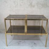 Ensemble de 3 tables basses en laiton minimalistes italiennes, années 1970