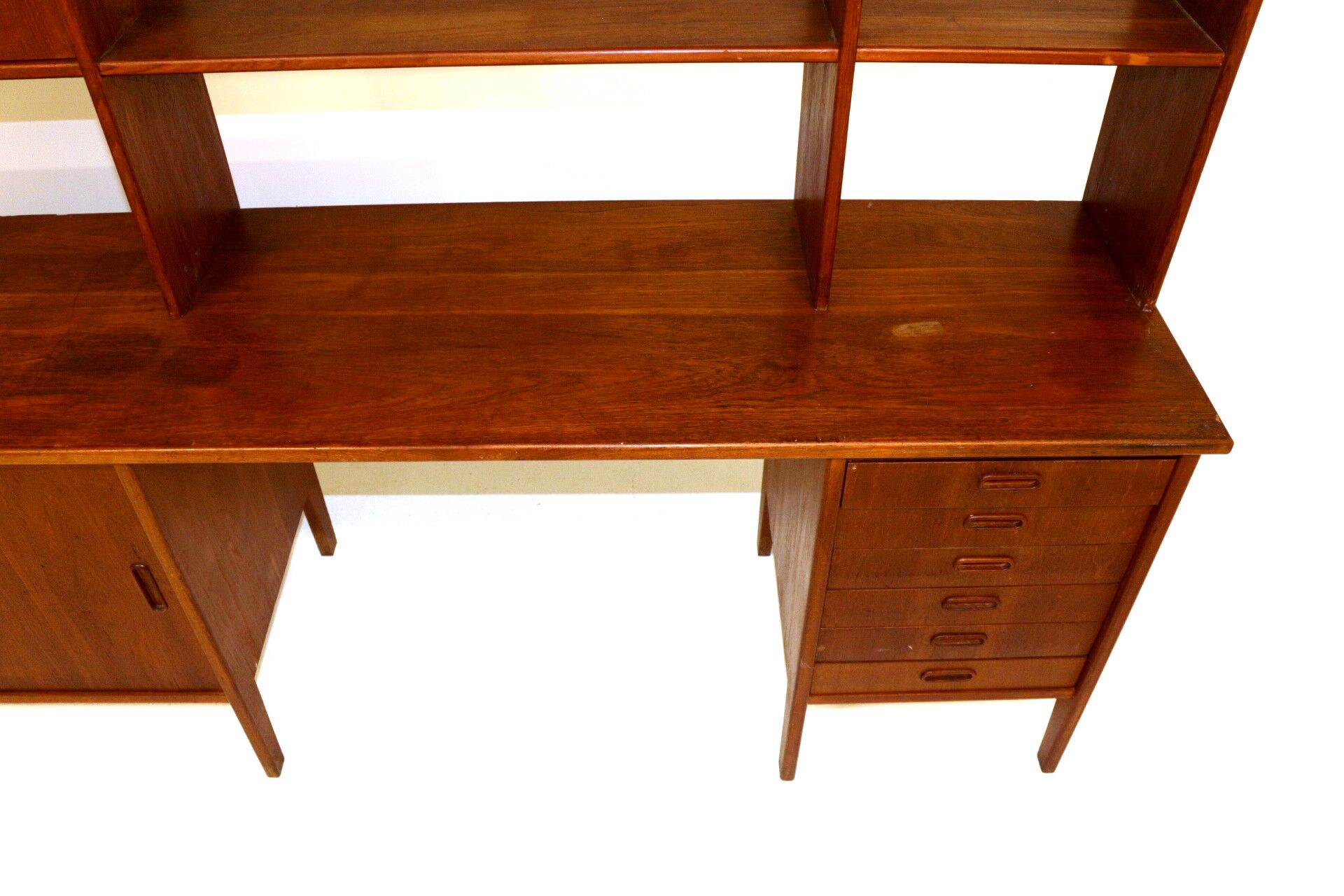 Teak "system" library, suede, 1960