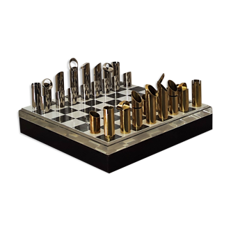 Mario Vento - 1970/1980 Plexiglas bronze and polished steel chess set