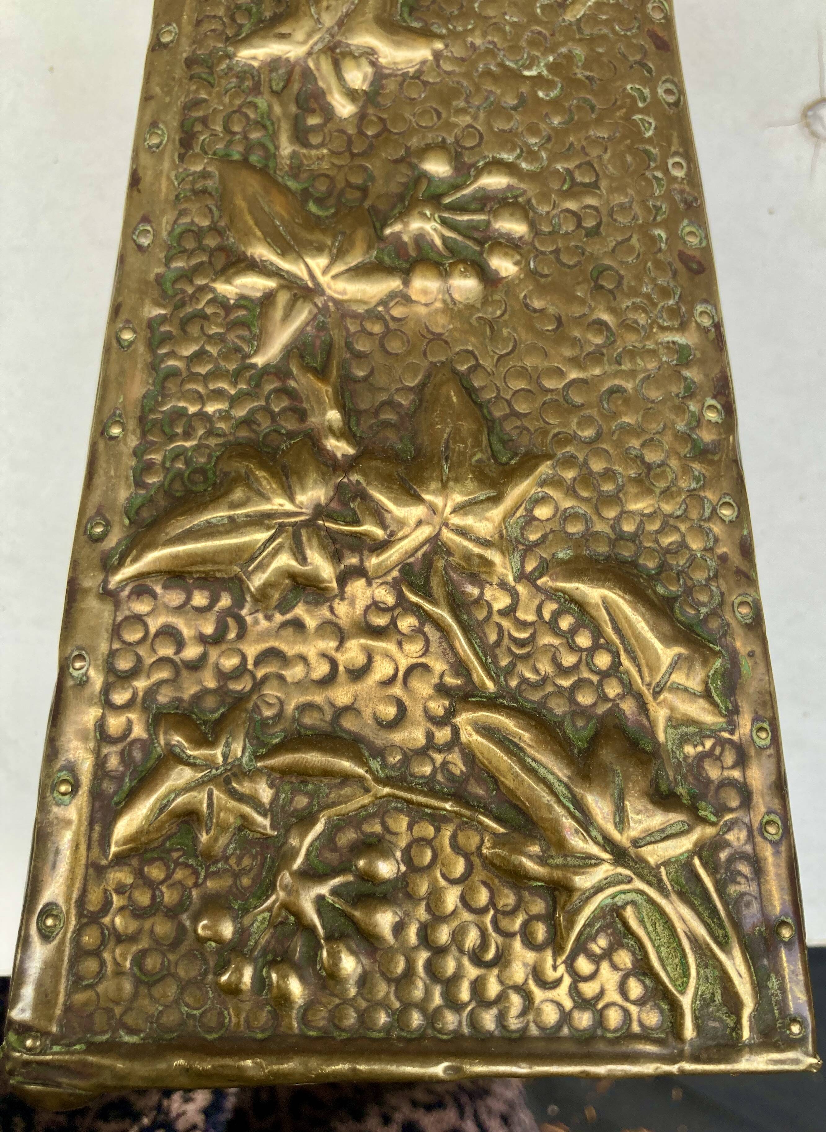 Embossed metal vase by alfred daguet, 1900 art nouveau period