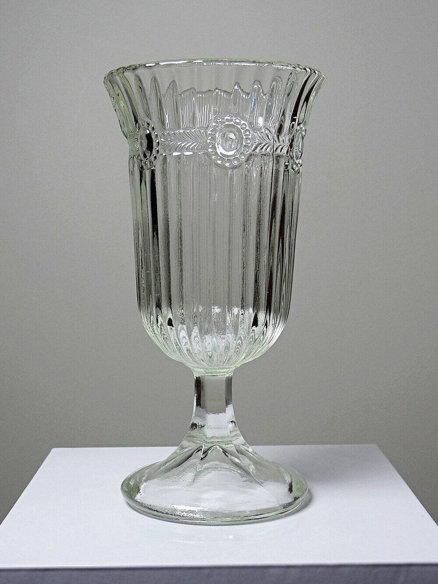 Antique molded glass vase 19th-20th century 1890-1900 on foot