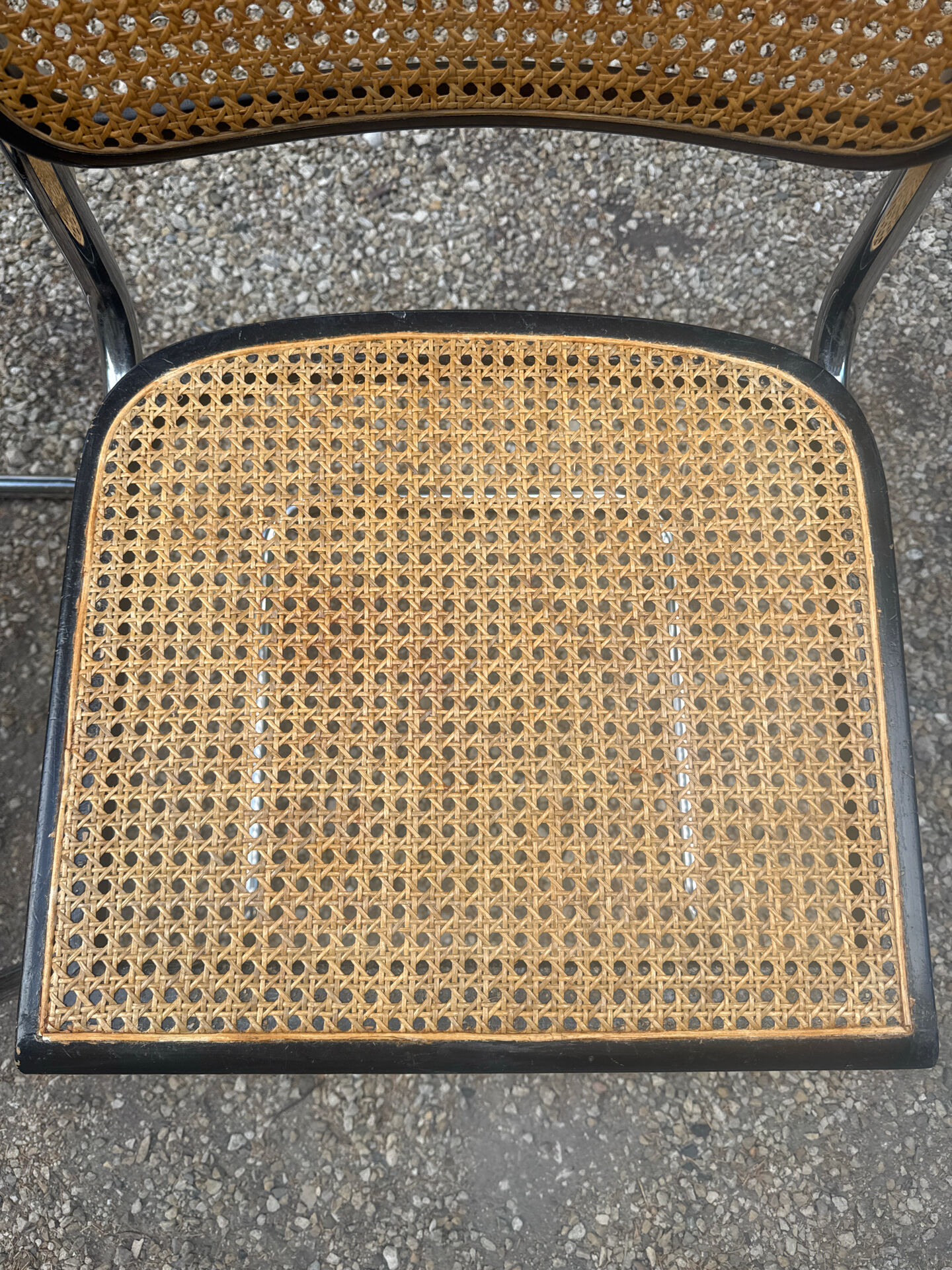 Pair of Marcel Breuer B32 Cesca chairs made in Italy.