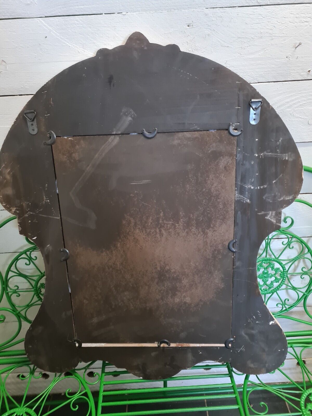 Miroir oeil de boeuf en bois patiné