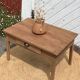 Antique farmhouse coffee table with 1 drawer in raw solid wood