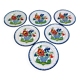 Set of 6 antique Auvillar plates – polychrome floral basket decoration