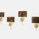 Set de 4 appliques laiton et bronze patiné signées Maison Charles 1970