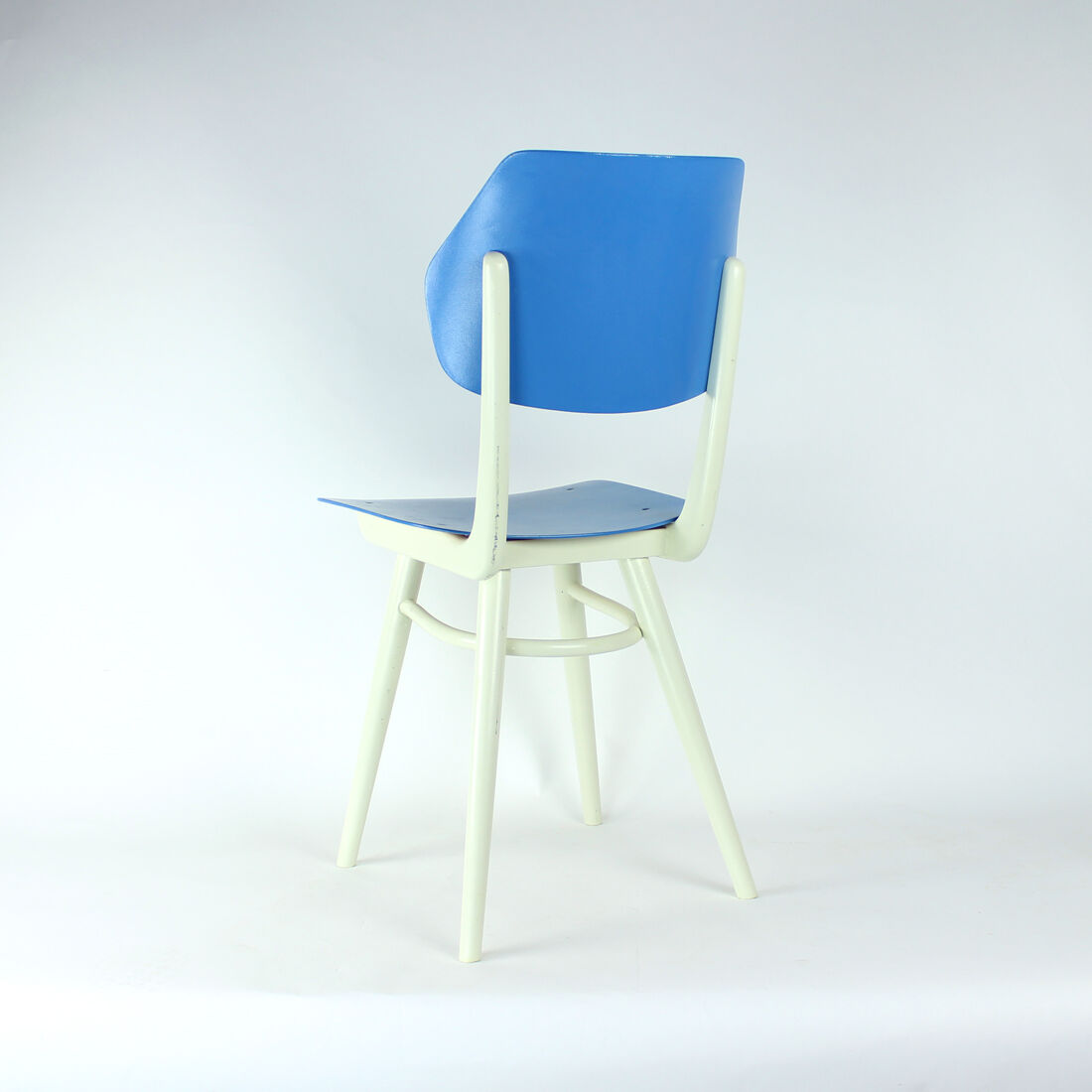 Chair in blue & white by ton, czechoslovakia 1960s