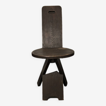 Brutalist vintage wooden tripod chair