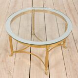 Laiton et verre français table basse ronde