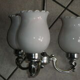 Lustre 3 feux chromé et opaline