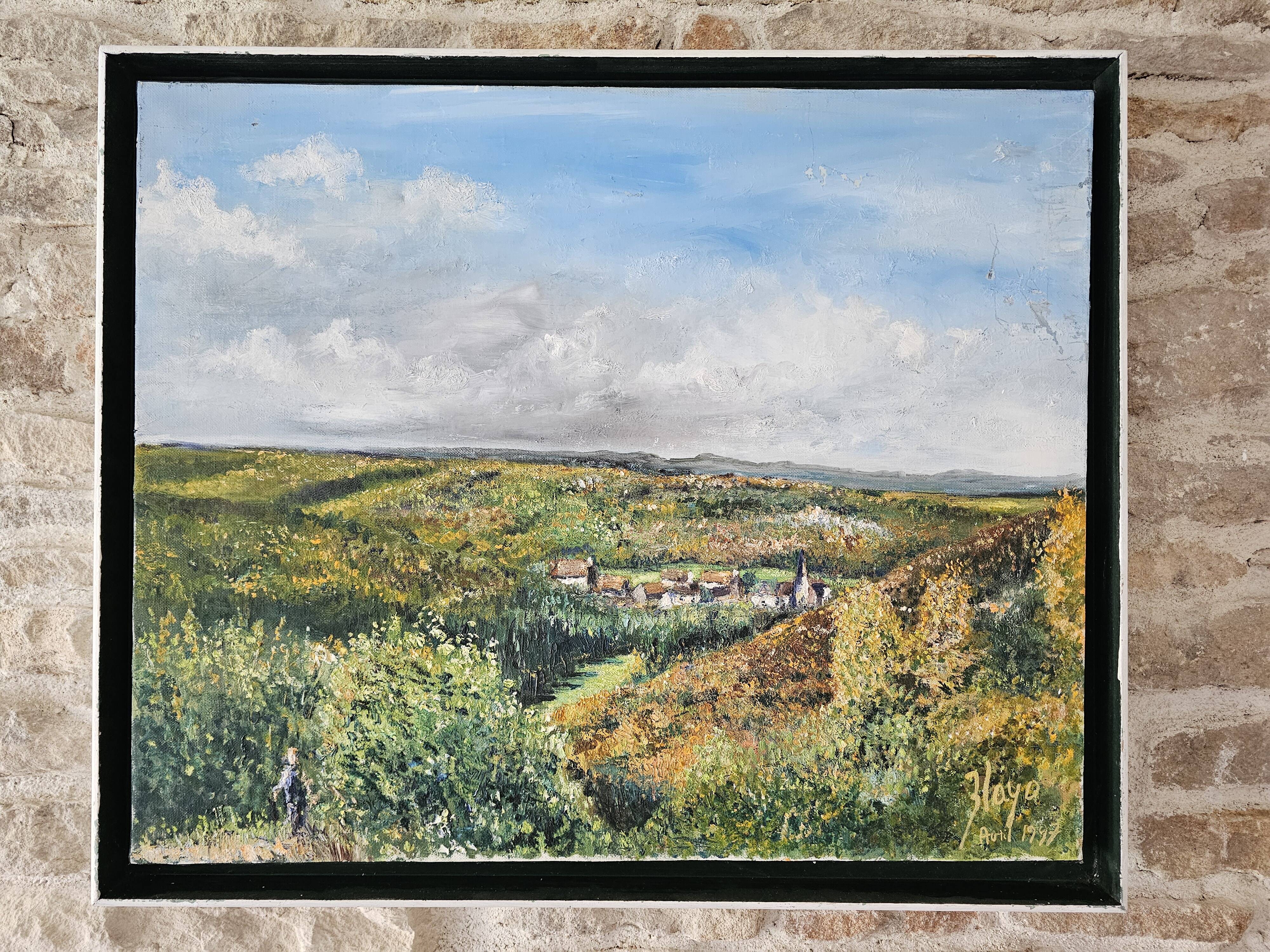 Oil on Canvas Painting of a Burgundy Landscape signed Blayo
