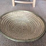 Straw and brass basket