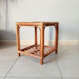 Vintage side table in rattan and bamboo