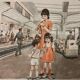 Vintage school poster of the station traffic and platform