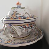 Tureen and its earthenware support from Desvres Geo Martel