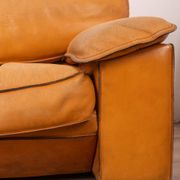 Pair of vintage 70's armchairs in beige leather design ferruccio brunati