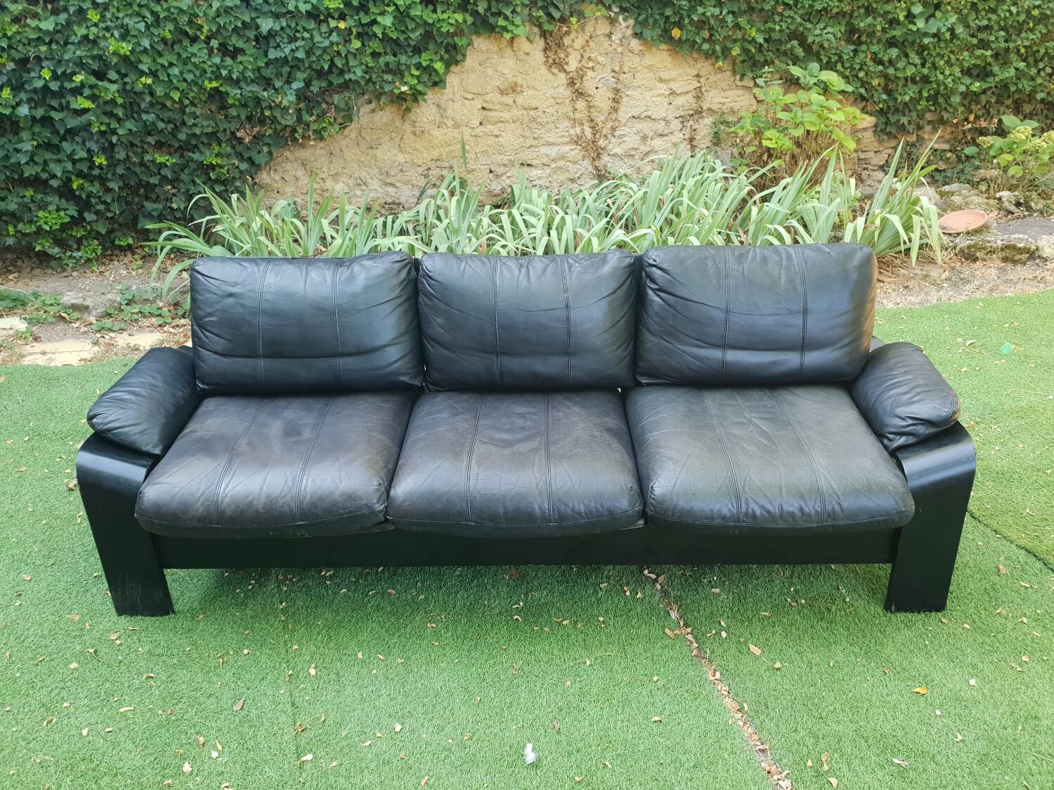 3 seater leather sofa 1970