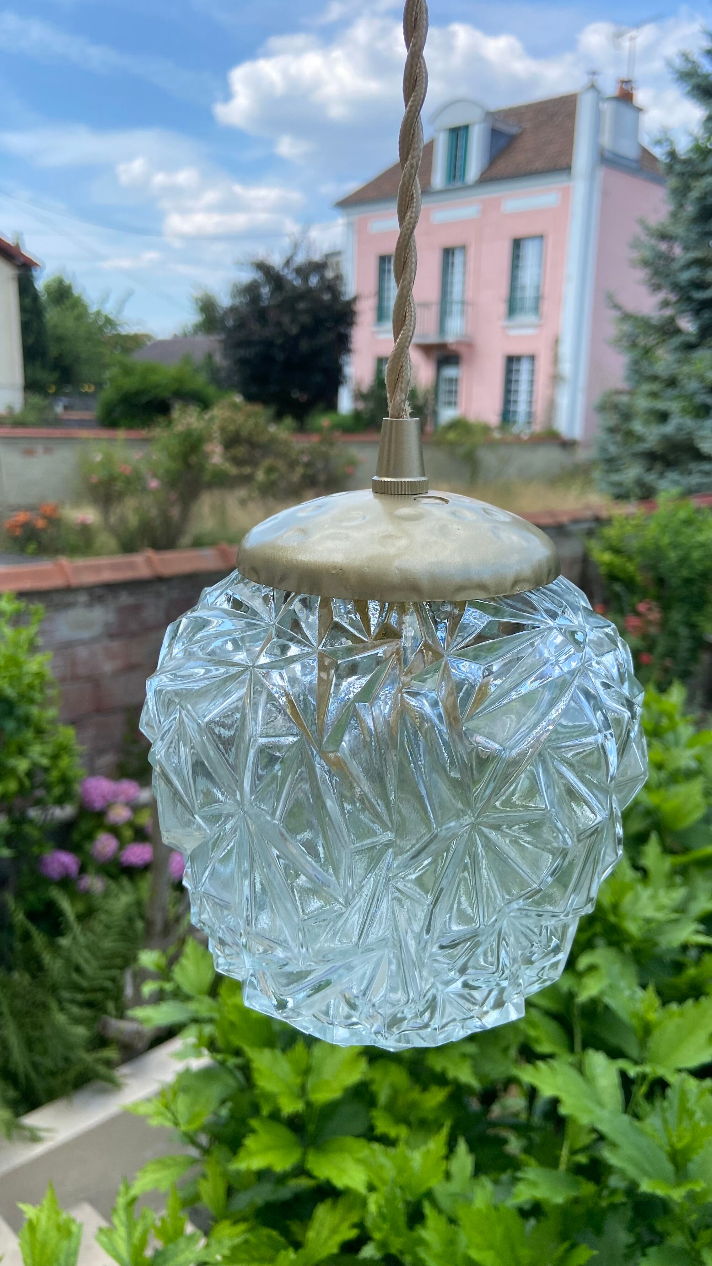 Vintage Origami glass pendant lamp