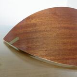 Pair of Scandinavian wall lights in bent wood with brass accents, 1980.