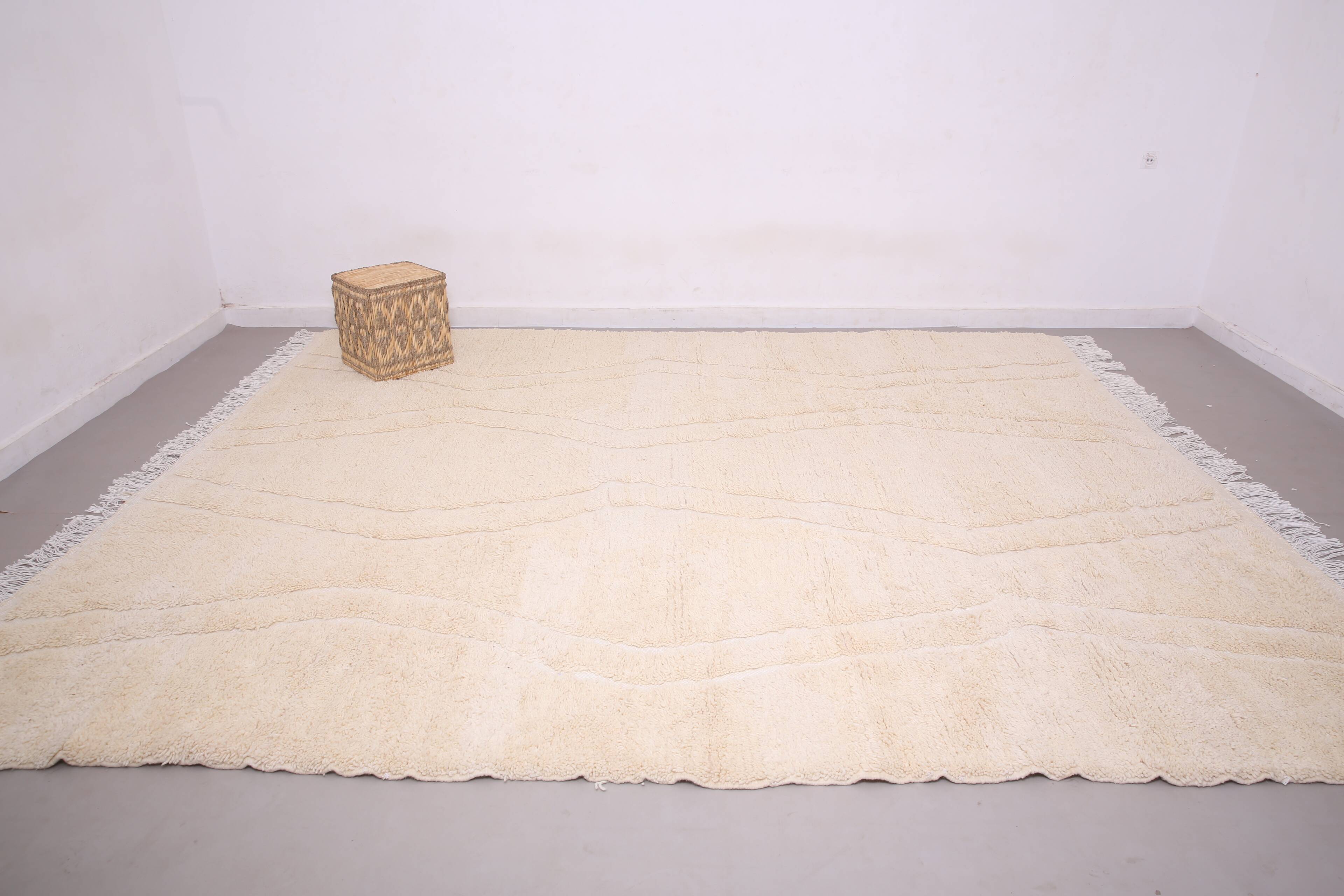 Beige Beni Ourain rug 290 x 360 cm - Moroccan Rug Handmade - Berber Rug