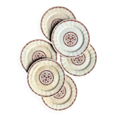 6 Gien flat plates in ecru and brown ironstone