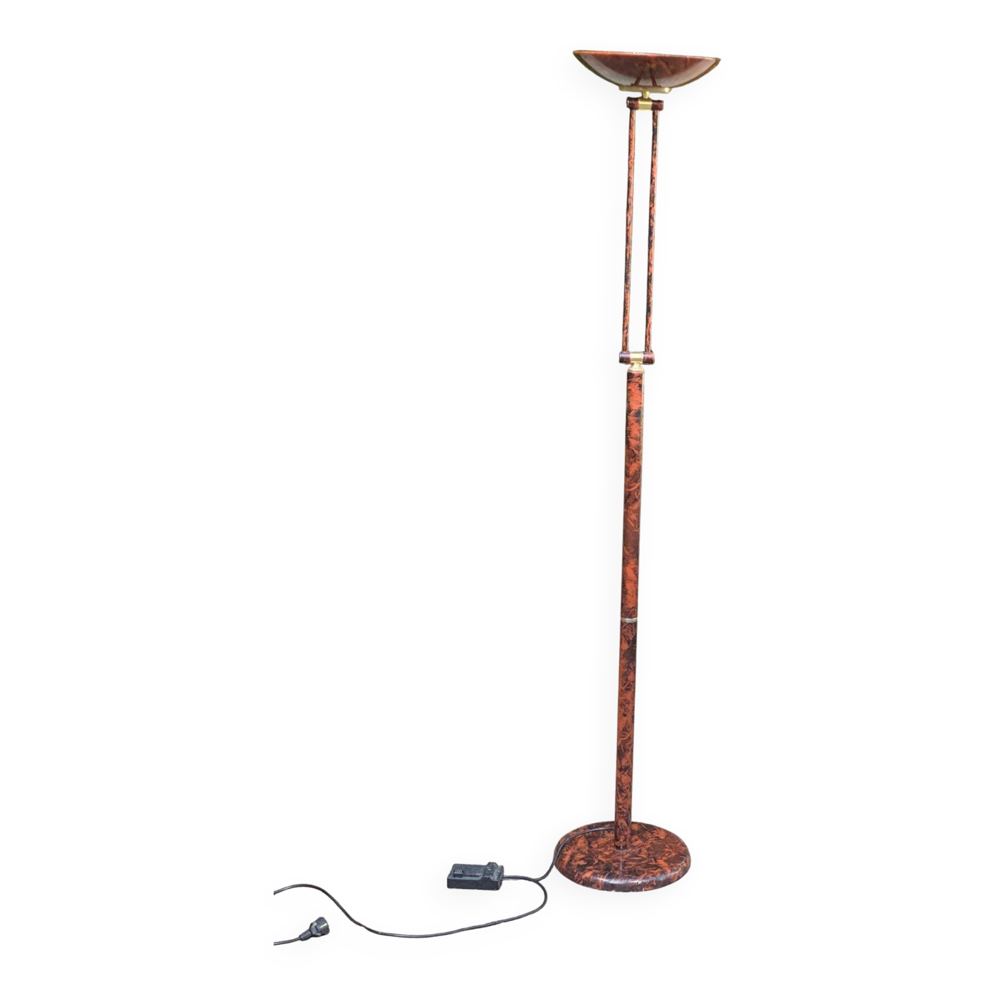 Vintage Italian floor lamp with burgundy marble effect and round dome