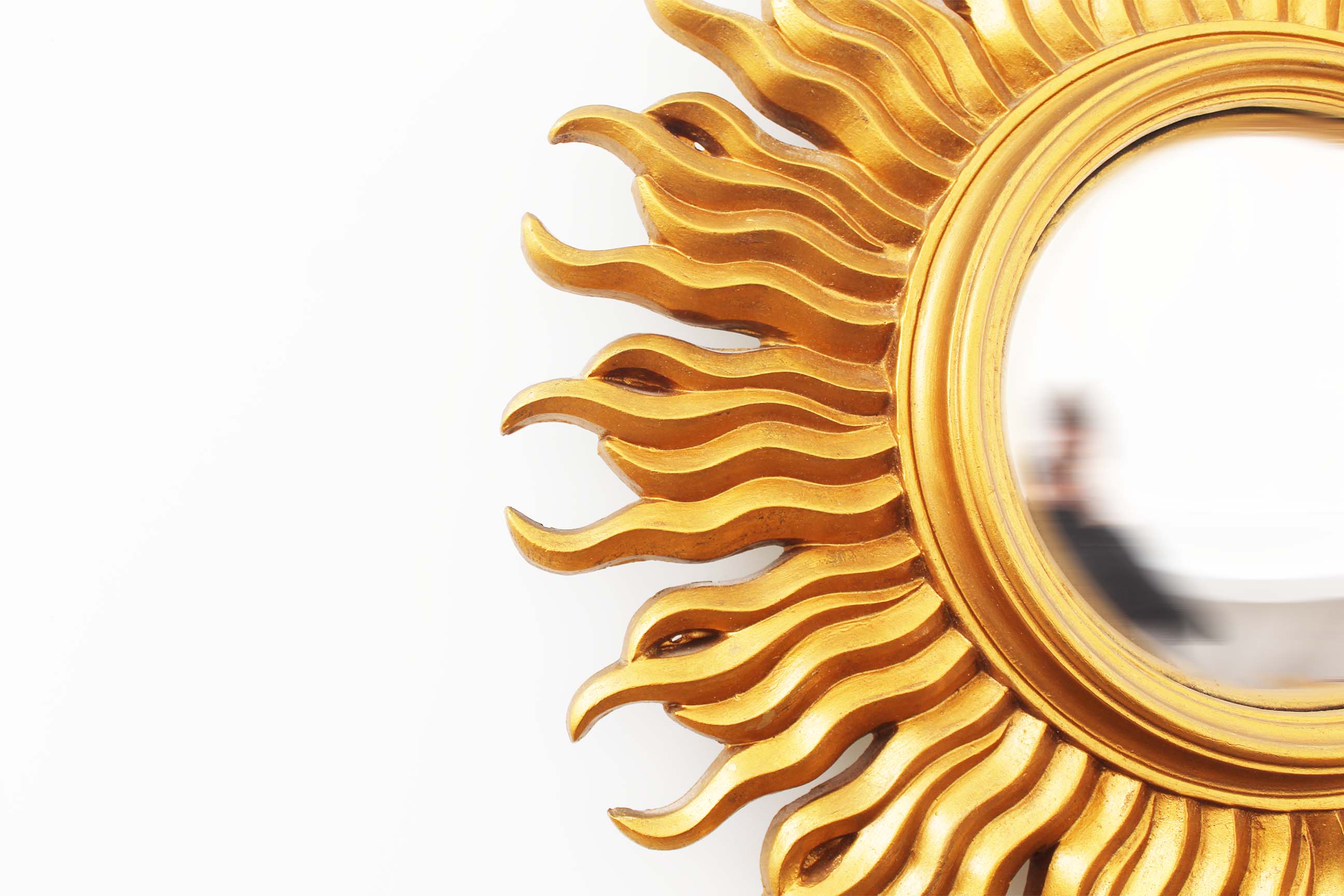 Vintage 1970's gilt sunburst mirror - vintage gilt sunburst convex mirror
