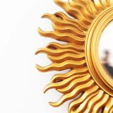 Vintage 1970's gilt sunburst mirror - vintage gilt sunburst convex mirror