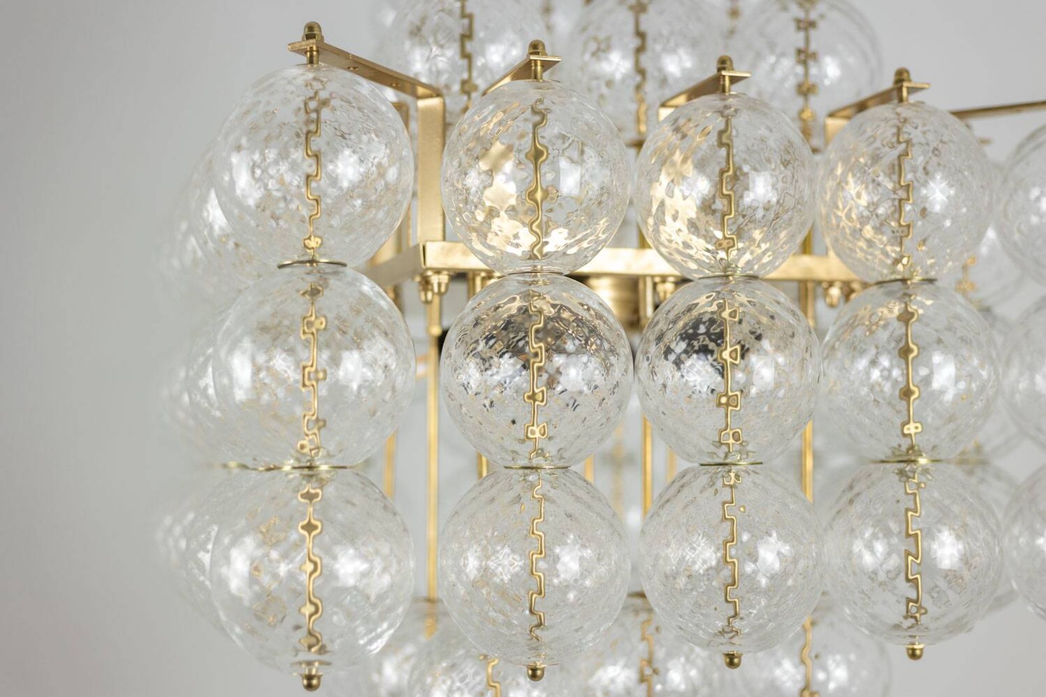 Kamenický Šenov. Glass blown chandeliers and gilded brass. 1970s.