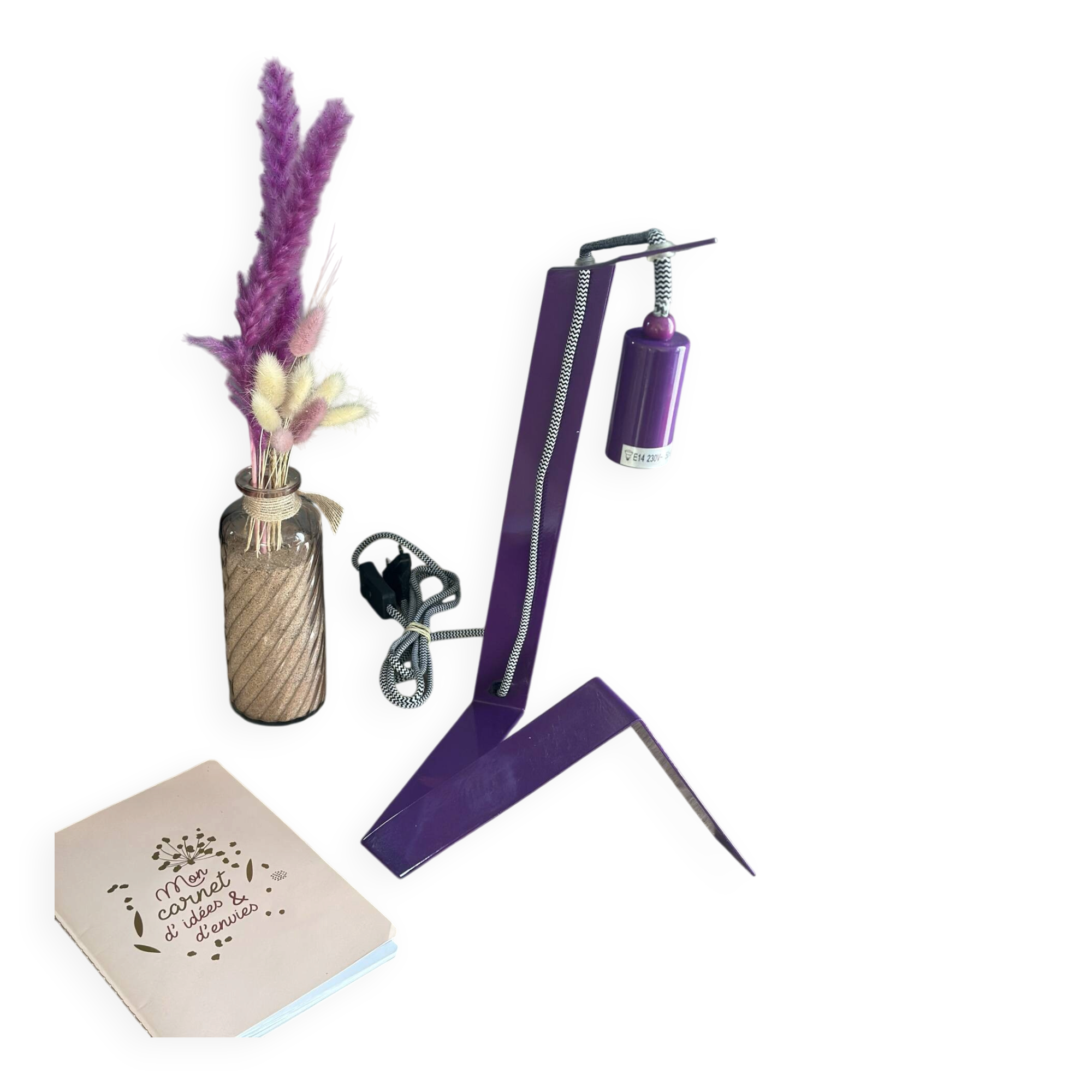 Agemob purple desk lamp in vintage Memphis style from the 80s and 90s.