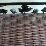Wicker and wrought iron tray