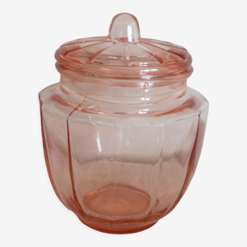 Jar, vintage jam jar in pink glass - rosaline