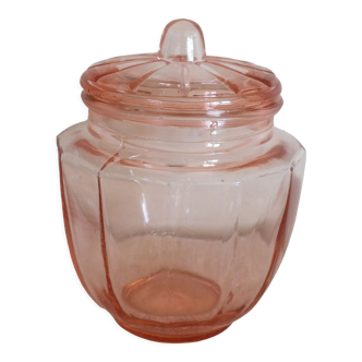 Jar, vintage jam jar in pink glass - rosaline