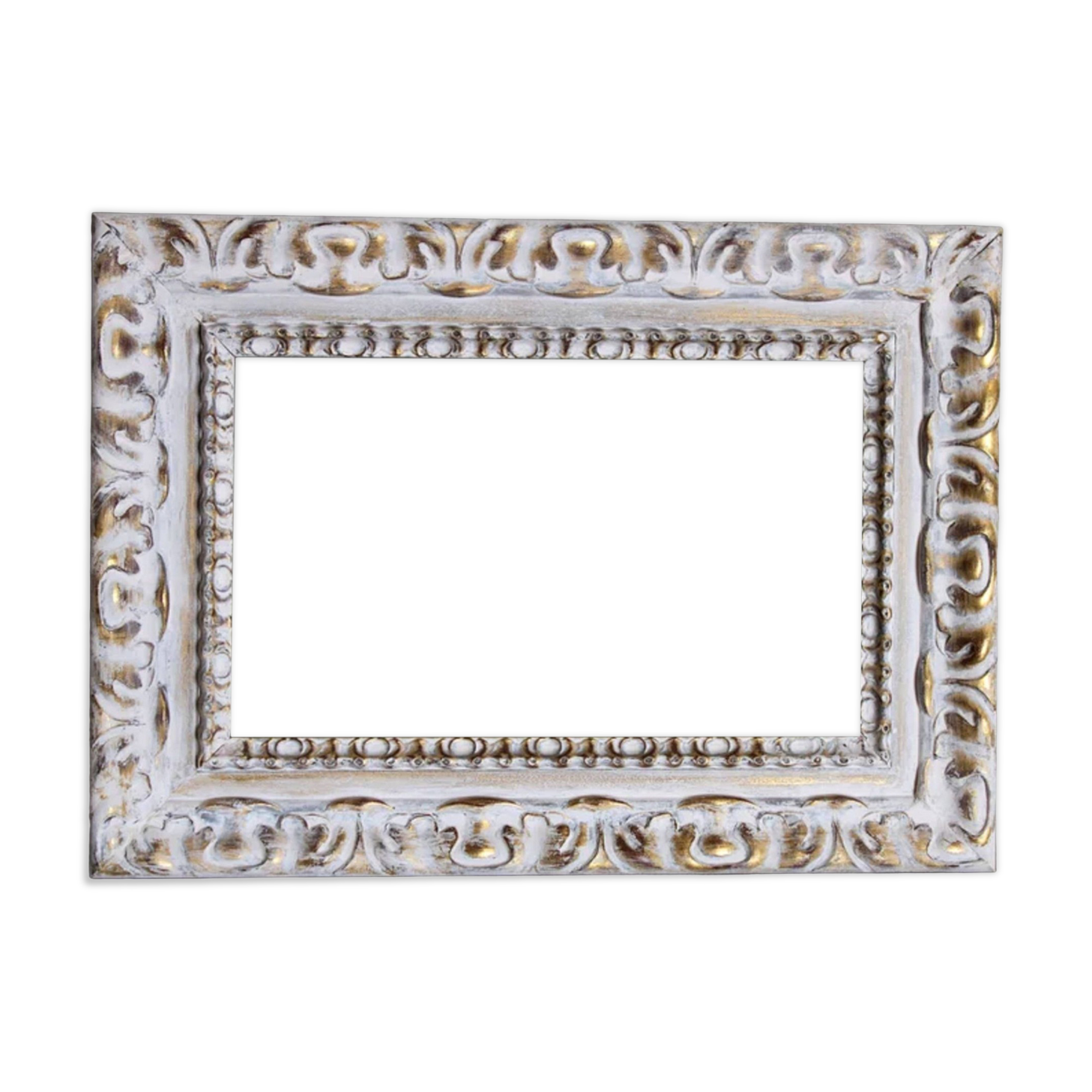 Exclusive carved wooden frame. stripped vintage frame.