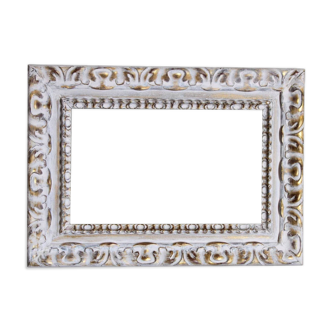 Exclusive carved wooden frame. stripped vintage frame.