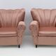 Pair of Mid-Century Modern Italian Satin Armchairs, 1950s