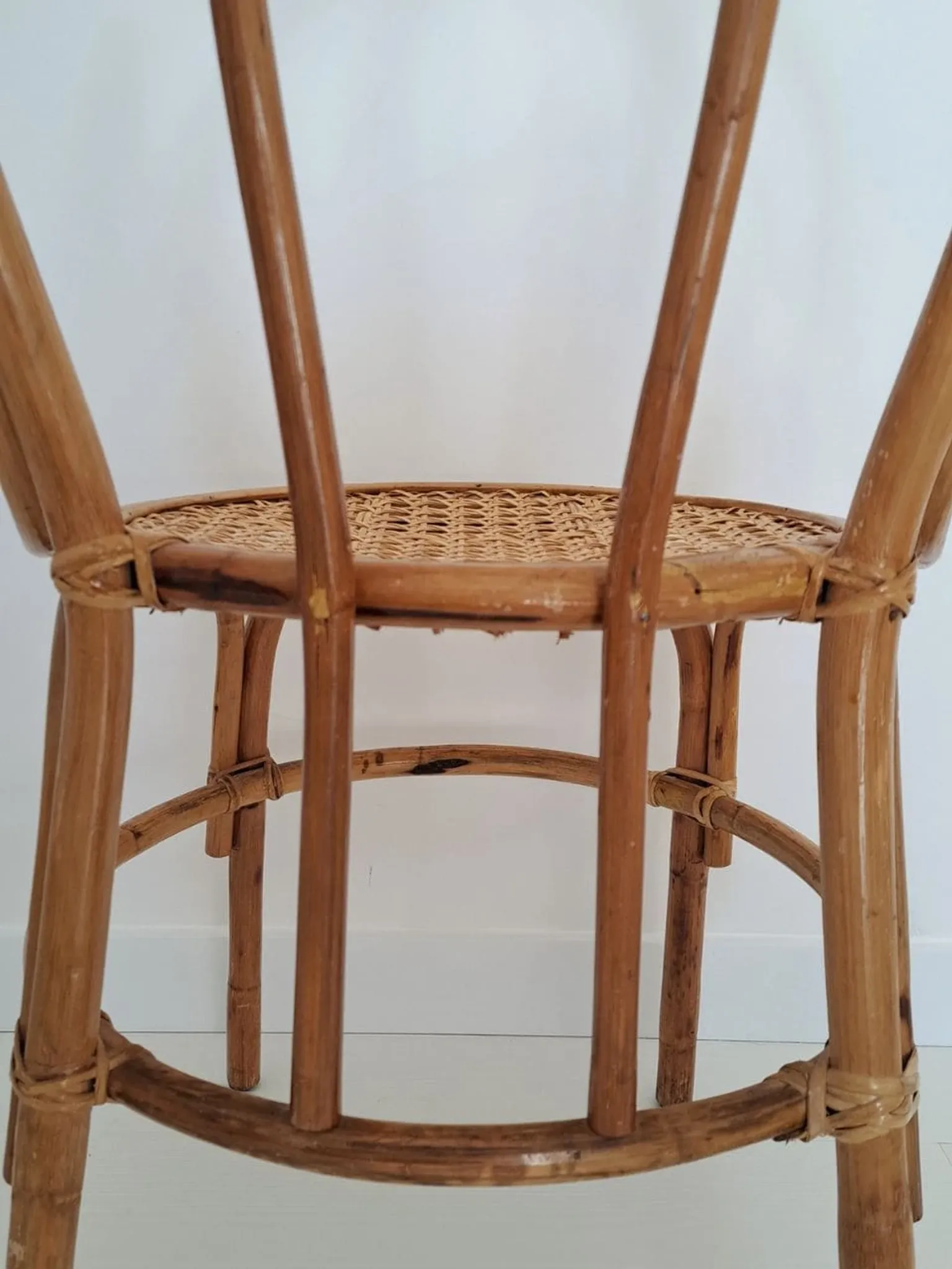 Vintage bamboo and cane chair, Thonet bistro style.