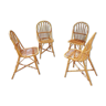 Série de 4 chaises en rotin vintage