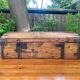 Antique French Wood Iron and Hide Handmade Wood Chest or Trunk