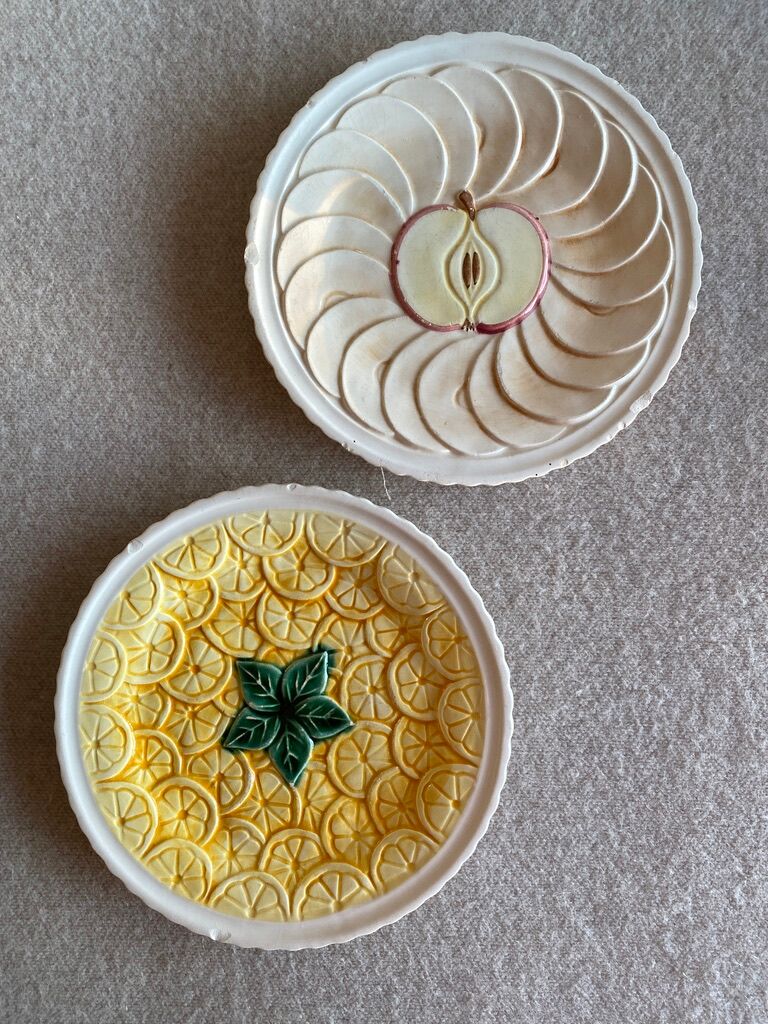 Set of 2 dessert plates "fruits" - earthenware - diam. 20cm