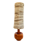 Floor lamp wool lampshade foot ceramic top, France 60s
