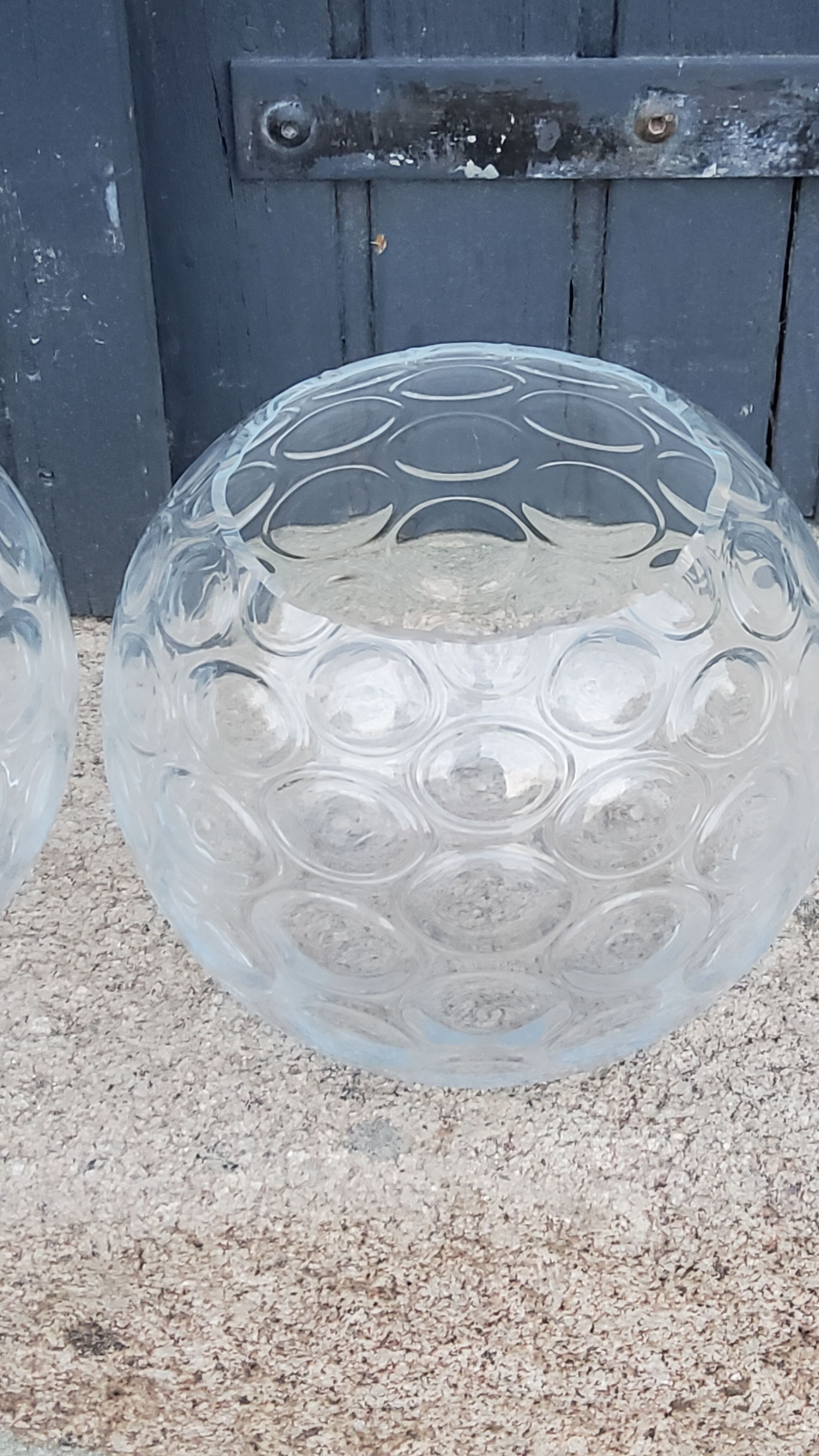 Pair of glass ball vases from the 70