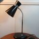 Lampe de bureau Diabolo noire et chrome 1970/80, socle rond, col flexi